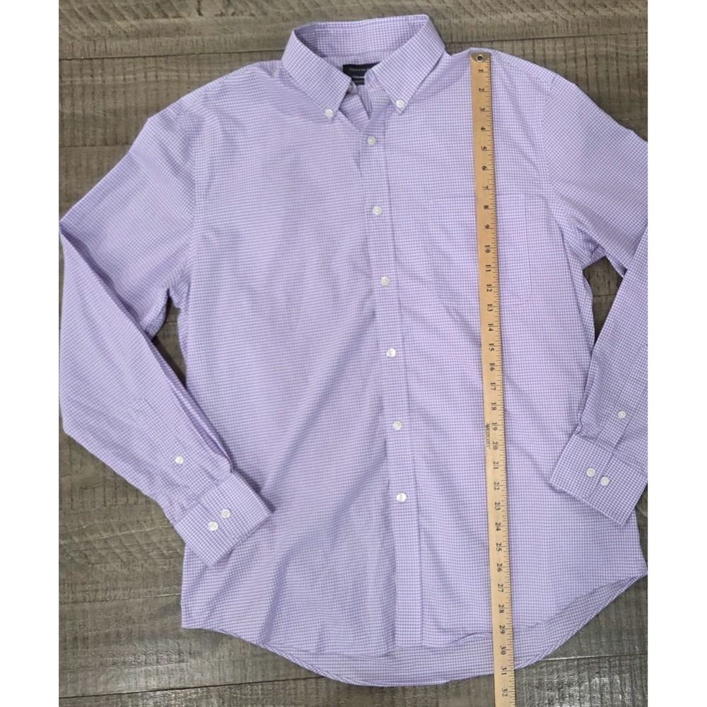 Tommy Hilfiger Reg Fit Long Sleeve Dress Shirt Purple Gingham Plaid 16.5/ 34/35 - Picture 6 of 7